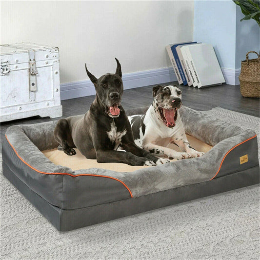 Jumbo Orthopedic Memory Foam Dog Bed Waterproof Elevated Cushion Removable Cover