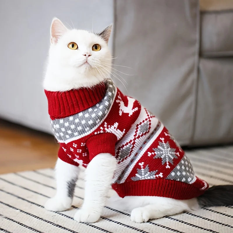 Christmas Style Knitted Wool Pet Sweater For Dogs And Cats Bichon Corgi