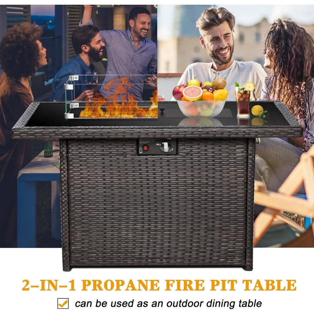 44 Inch Propane Fire Pit Table 55000 BTU Rectangular
