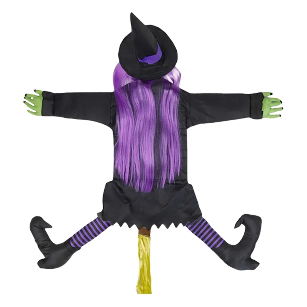 Halloween Crashing Witch Into Tree Outdoor Decoration With Light Flying Witch Lawn Patio Garden Decor