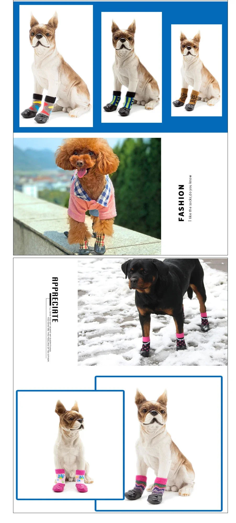 Waterproof Dog Boots Non Slip Rain Snow Socks for Small Medium Large Dogs