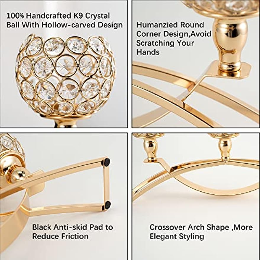 Gold Candle Holders 3 Arm Candelabra Tealight Stand