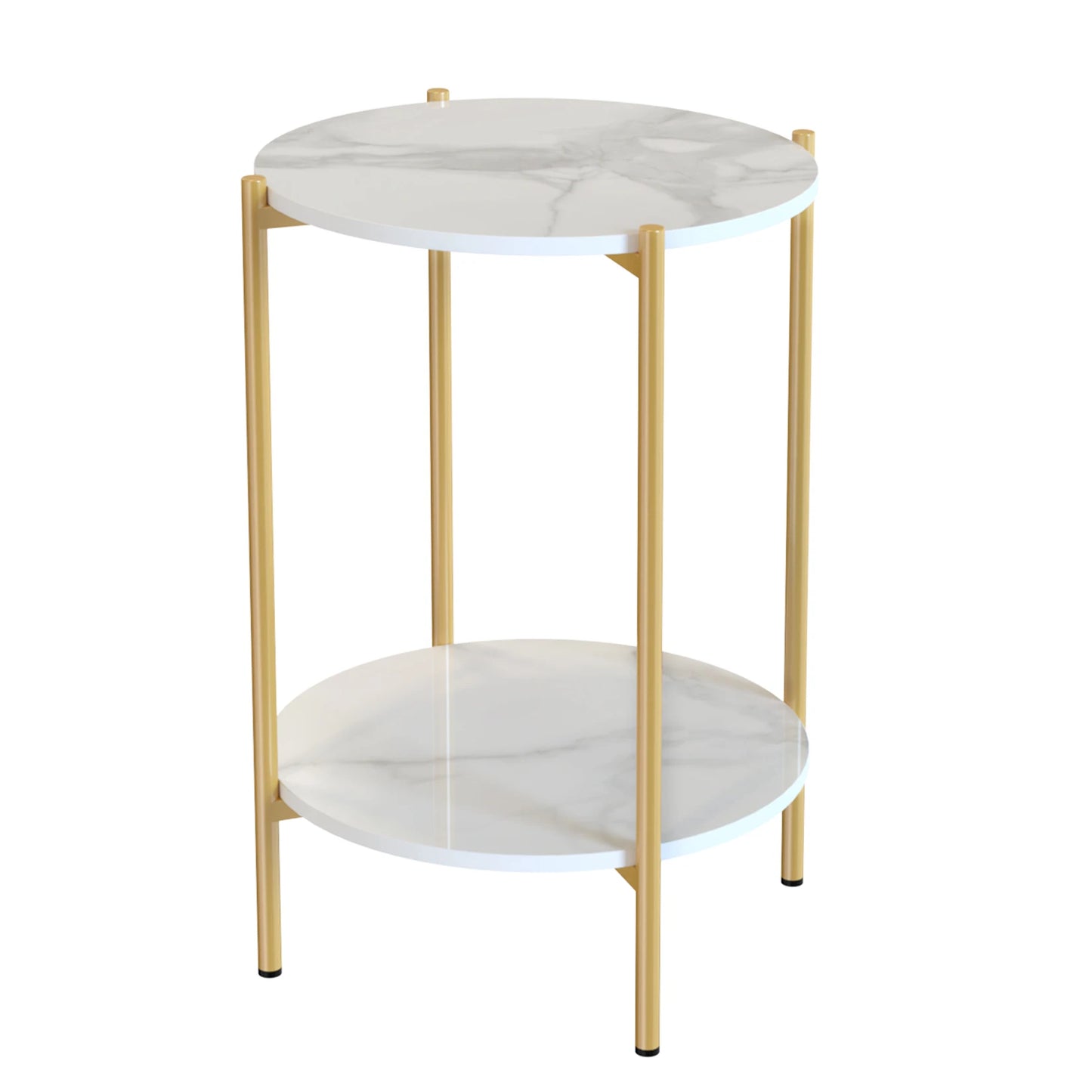 Two Tier Round Coffee End Tables Sofa Side Table Plant Stand