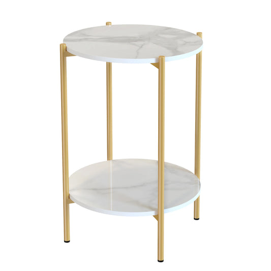 Two Tier Round Coffee End Tables Sofa Side Table Plant Stand