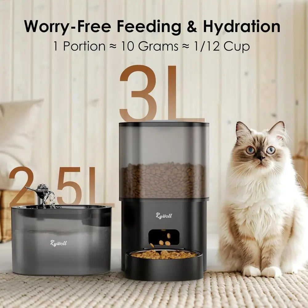 Automatic Pet Feeder And Water Dispenser 3L 2.5L With LCD Display