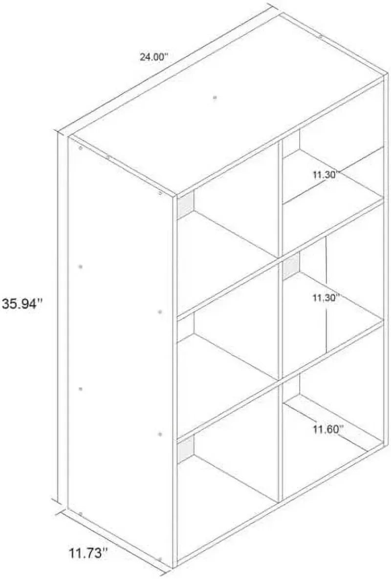 11 Inch 6 Cube Organizer Shelf Bookcase White Wood Storage