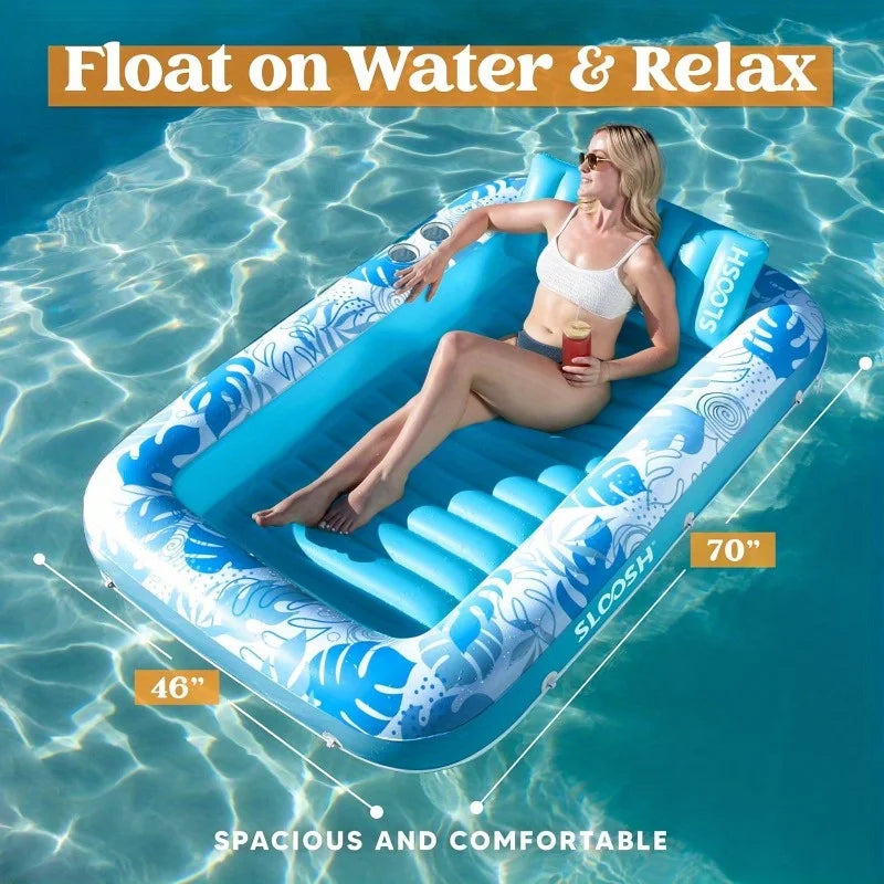 Joyfy 70 By 46 Inch Adult Inflatable Pool Lounger Float 4 In 1 Suntan Tub Raft
