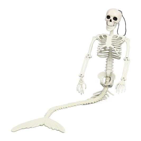 Skeleton Mermaid 80cm Length Plastic Life Size Full Body Skeleton Mermaid with Movable Joints Halloween Outdoor Decor
