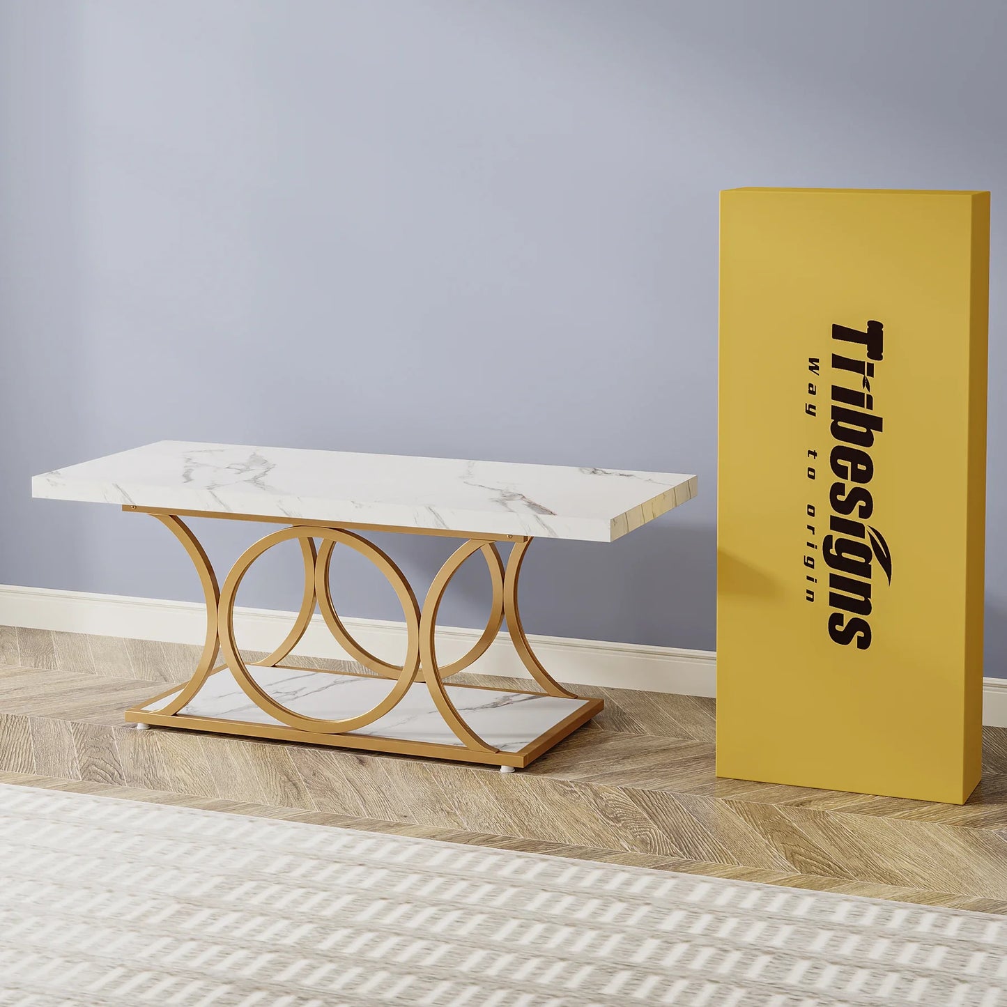 Tribesigns Rectangle Coffee Table 47.24 Inch Modern