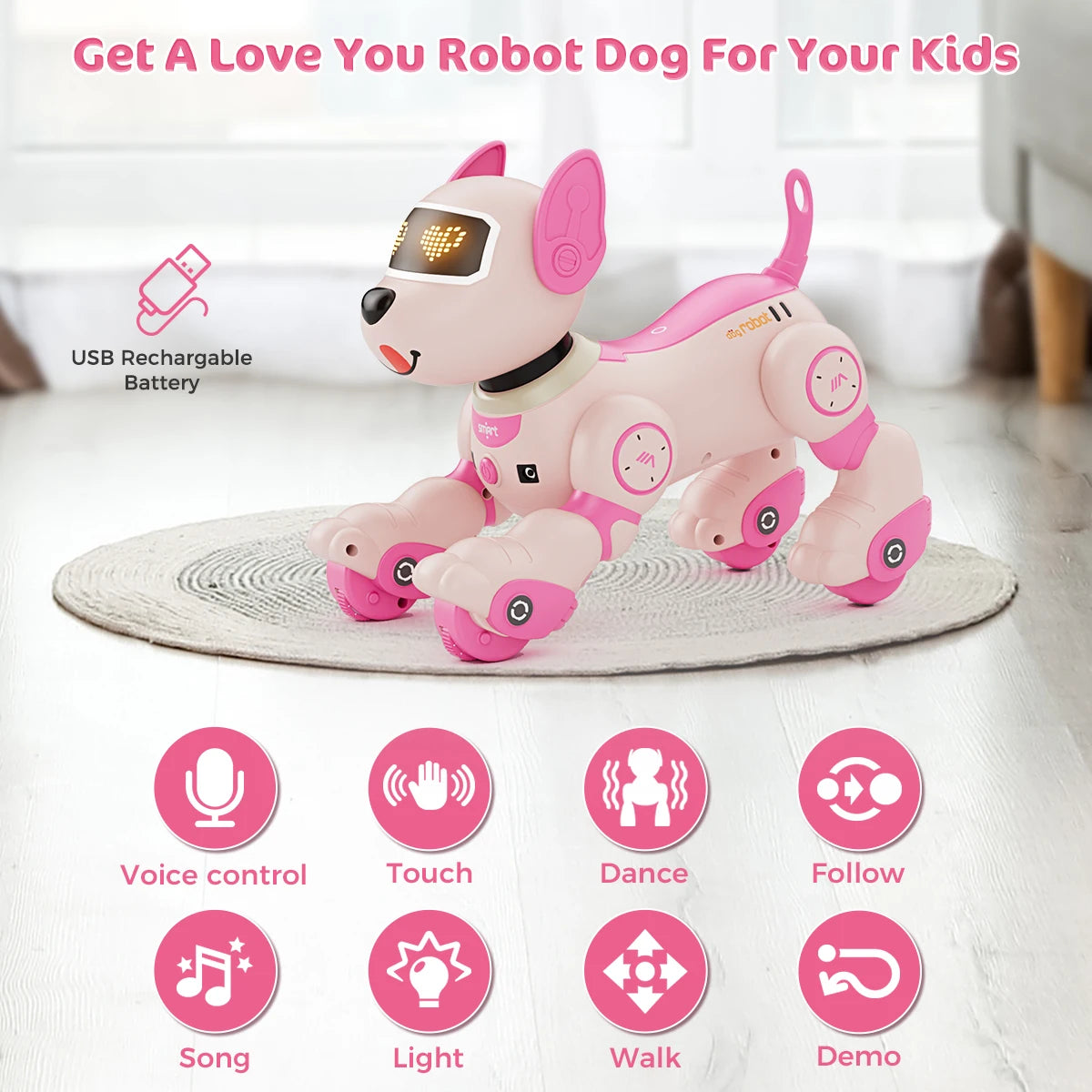 VATOS Robot Dog Toy 2.4GHz Remote Touch Sensor 20+ Modes