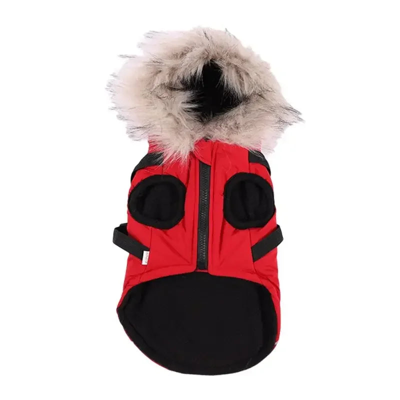 Winter Dog Jacket With Harness Waterproof Hooded Coat For Small Medium Dogs