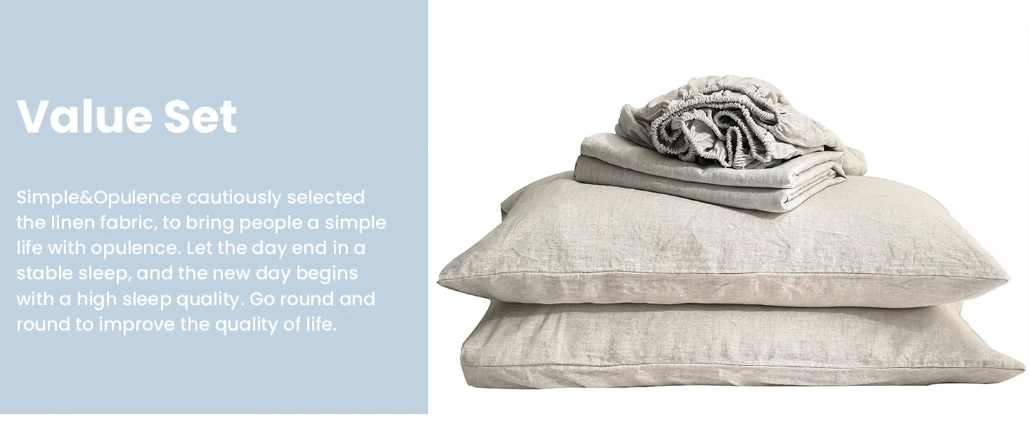 Simple Opulence 3 4 Piece Bed Linen Sheet Set French Flax