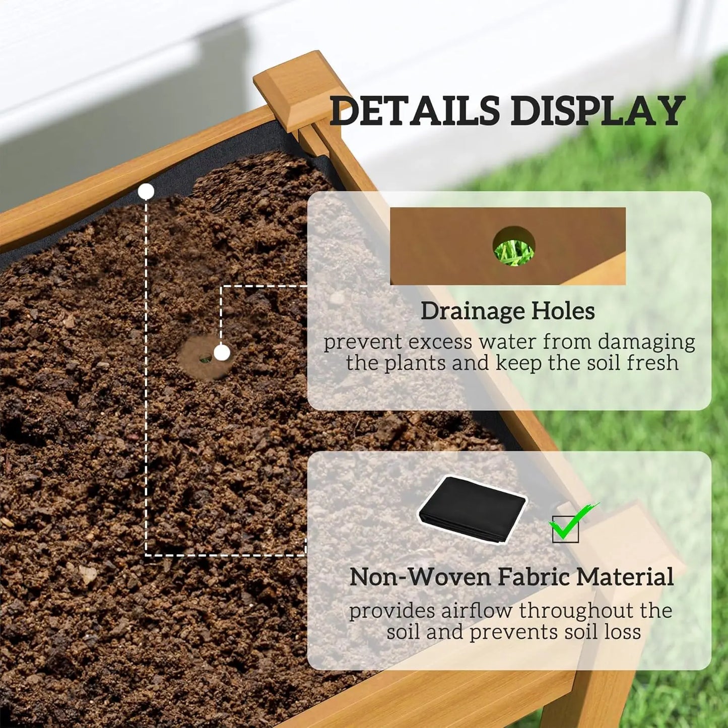 Raised Garden Bed With PE Greenhouse Cover Outdoor Elevated Planter Box