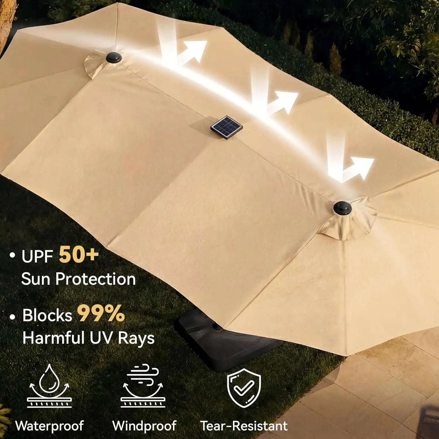 15 Foot Patio Umbrella With Base Included Outdoor Rectangular Umbrella