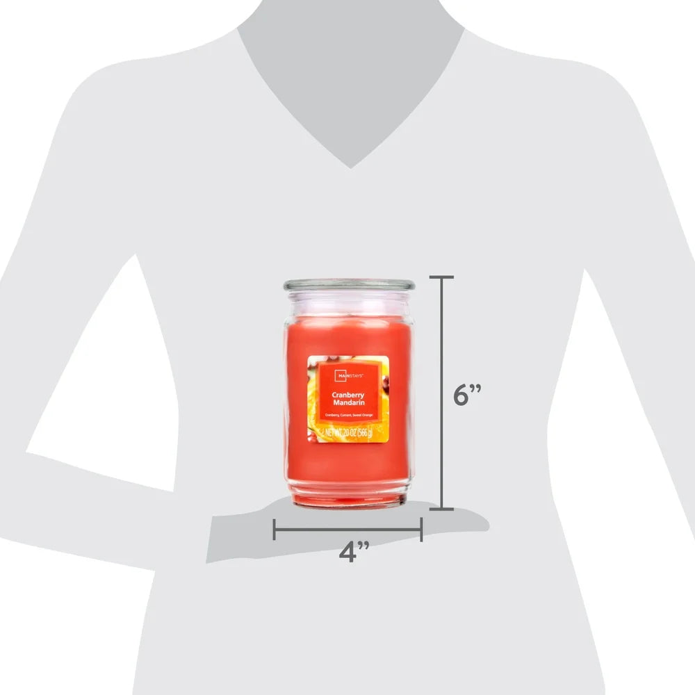 Cranberry Mandarin Scented Glass Jar Candle 20 Oz Aroma