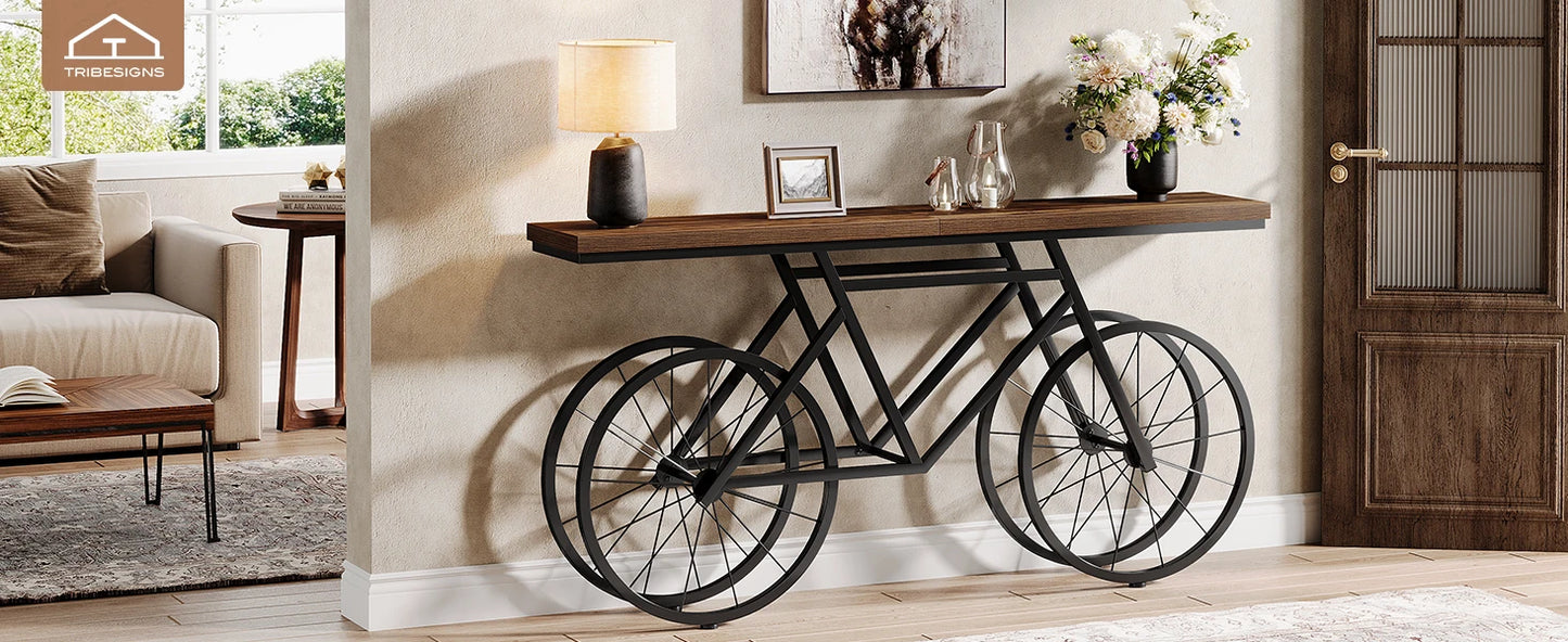 Tribesigns 70.9 Inch Extra Long Console Table Narrow Sofa With Bicycle Base