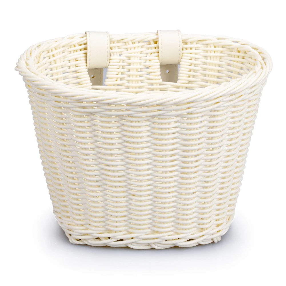 Rattan Bike Basket Front Handlebar Waterproof Handwoven