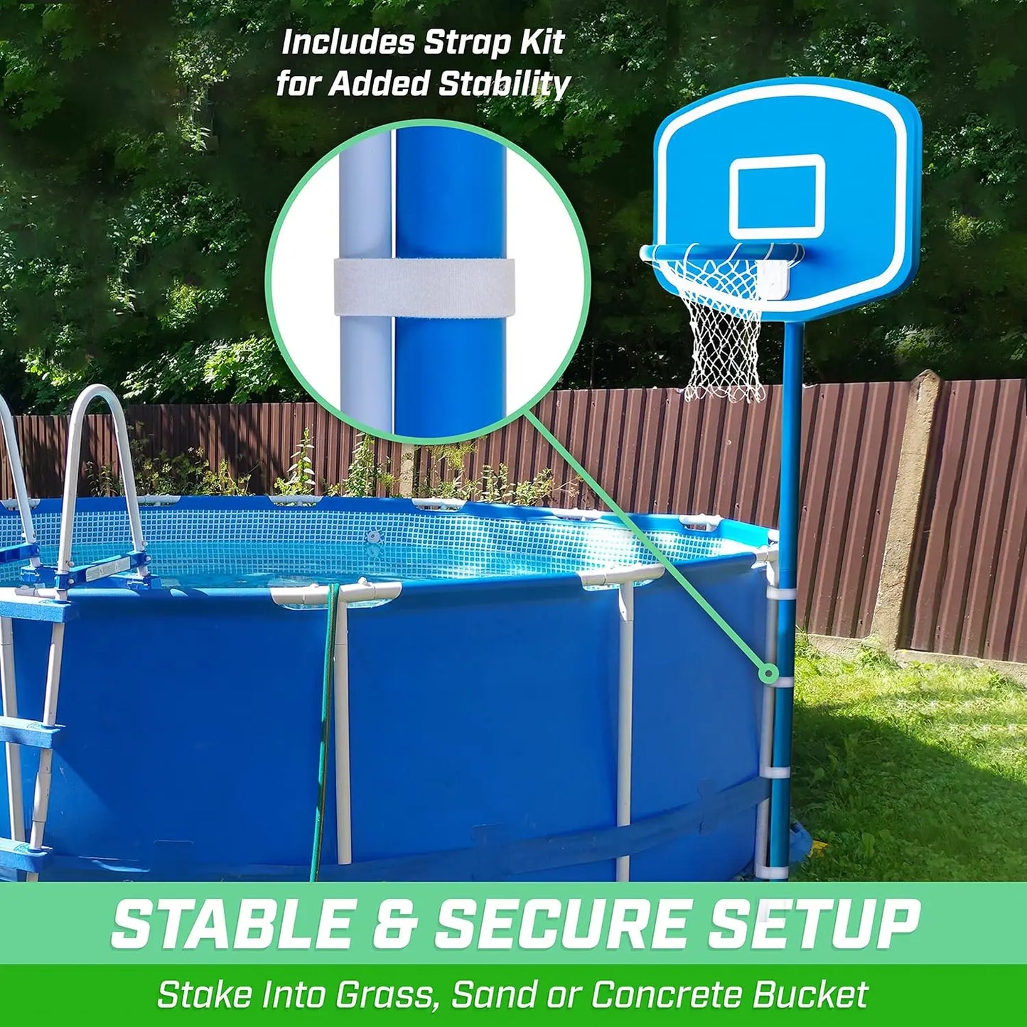 Above Ground Pool Basketball Hoop Game With 2 Balls And Pump