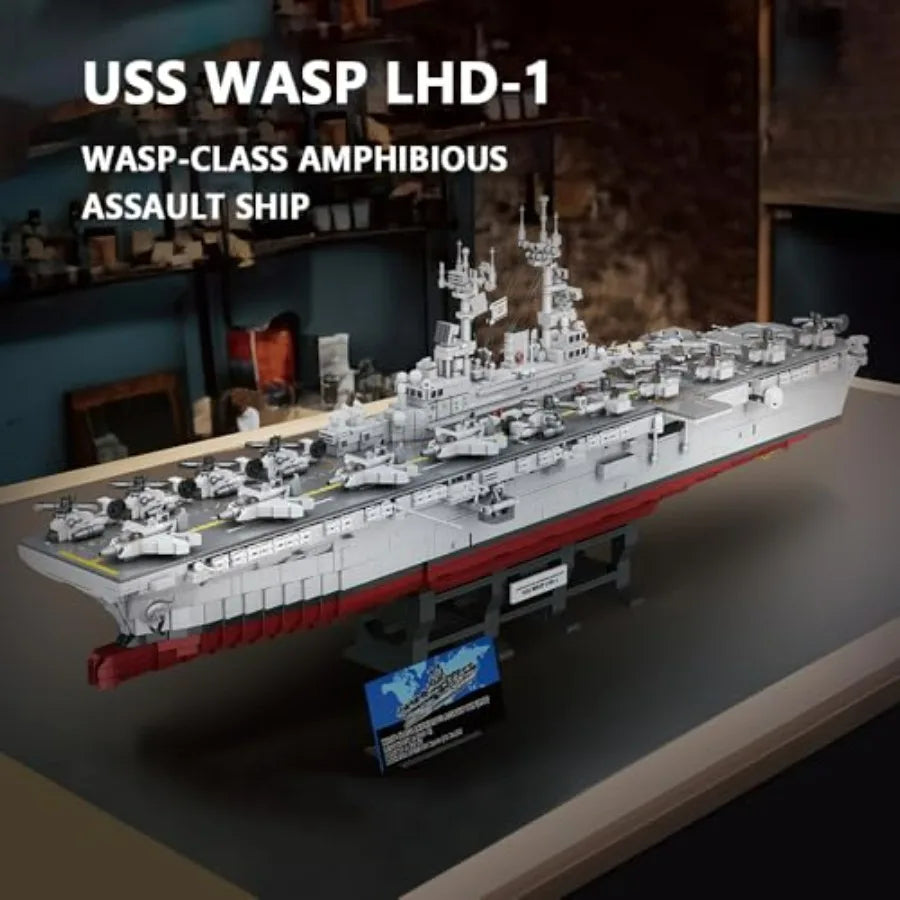 M7024 Navy Warship Brick Set 1 To 300 Wasp Class Aircraft Carrier 5220 Pieces