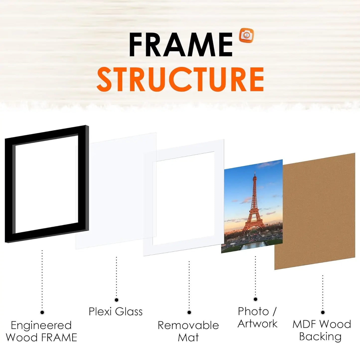 8x10 Picture Frame 1 Pack Black HD Plexiglass With Mat For 5x7 Or 8x10 Display