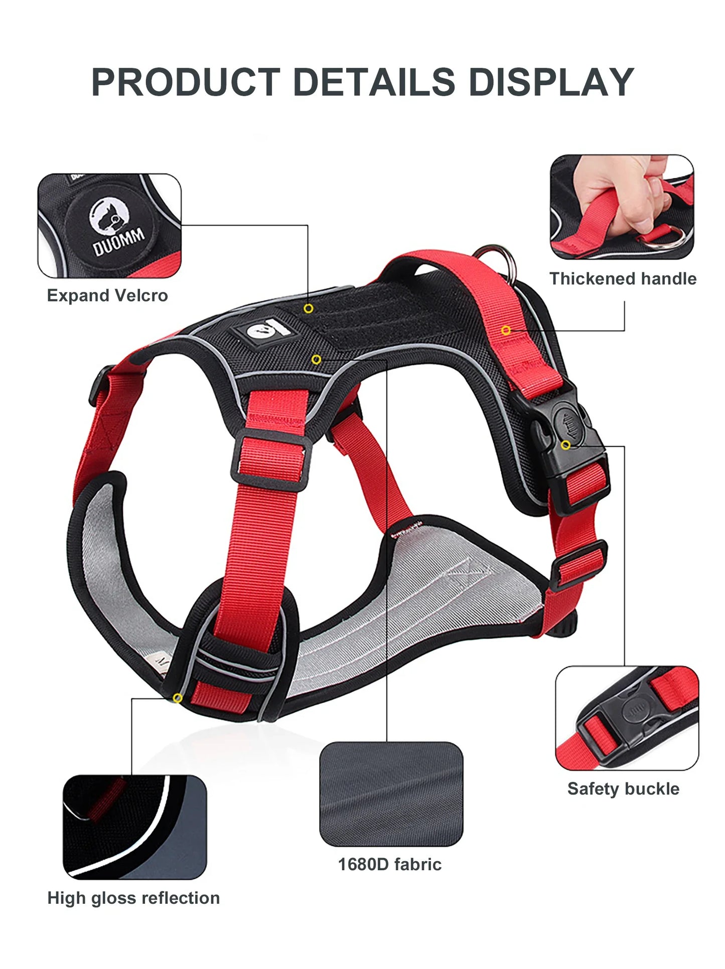 Reflective Dog Harness Medium Large Tactical Vest 1680D