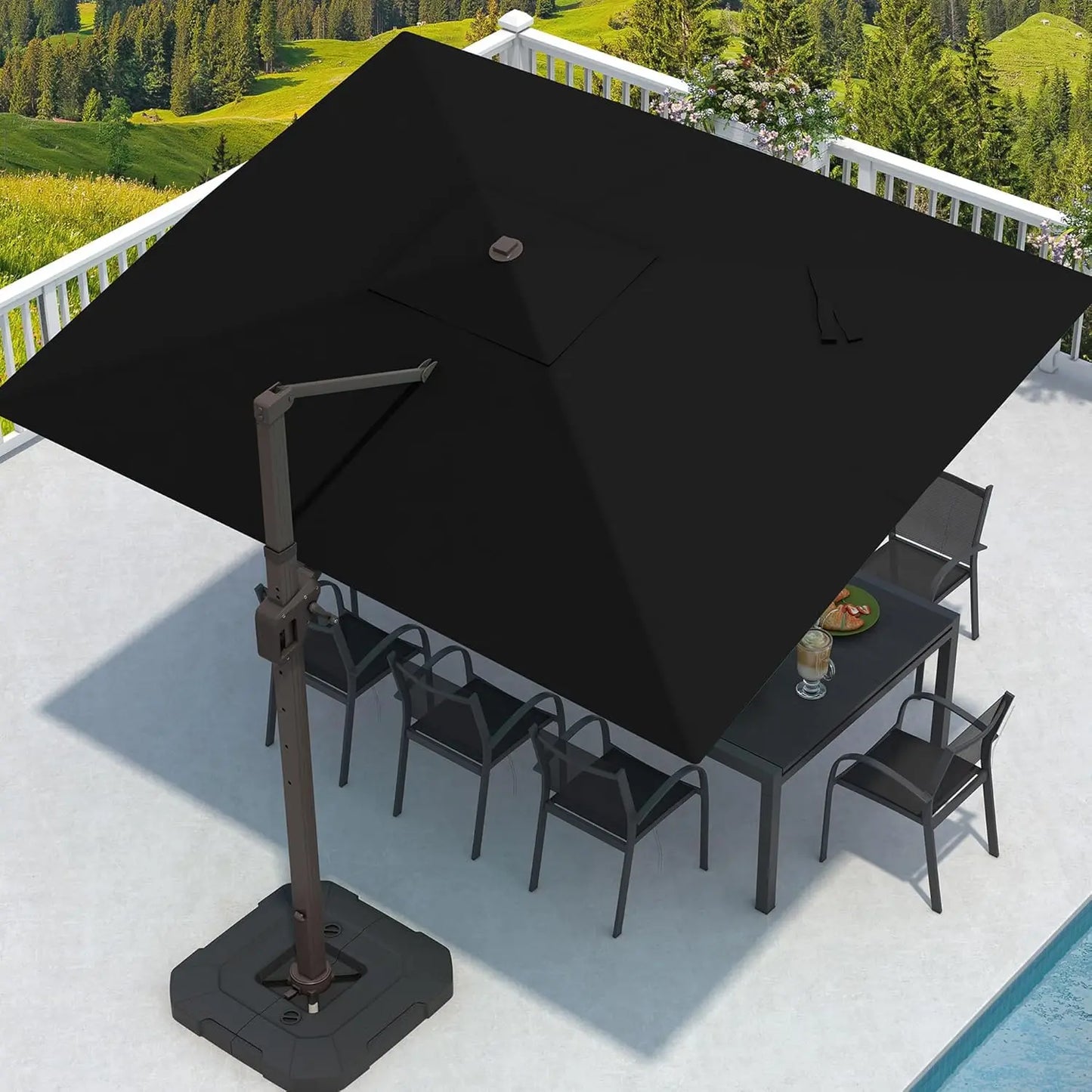 9x12 Cantilever Patio Umbrella With Base Included Rectangular Offset 7 Tilts