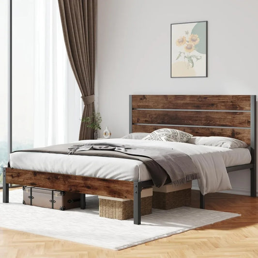 All Metal Bed Frame Headboard Footboard Under Bed Storage