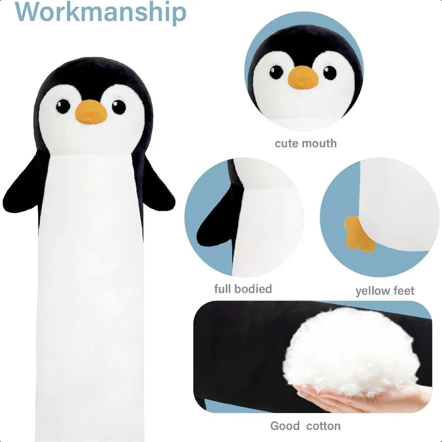 Penguin Plush 19.6 Inch Penguin Stuffed Animal Long Body Pillow Kawaii Penguin Plush Toy Gift for Girls and Boys
