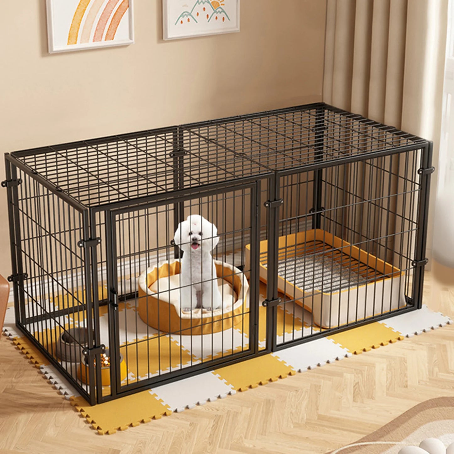 47 Inch Portable Pet Playpen 4 Panel Iron Wire Kennel For Dogs And Cats Outdoor