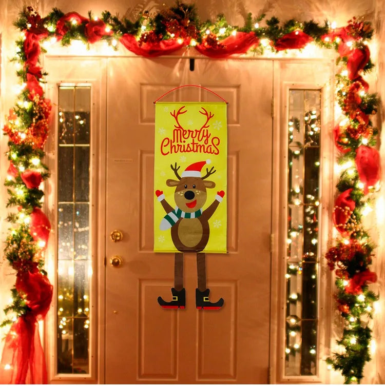 2025 Christmas Hanging Flag Banner For Door Decorations