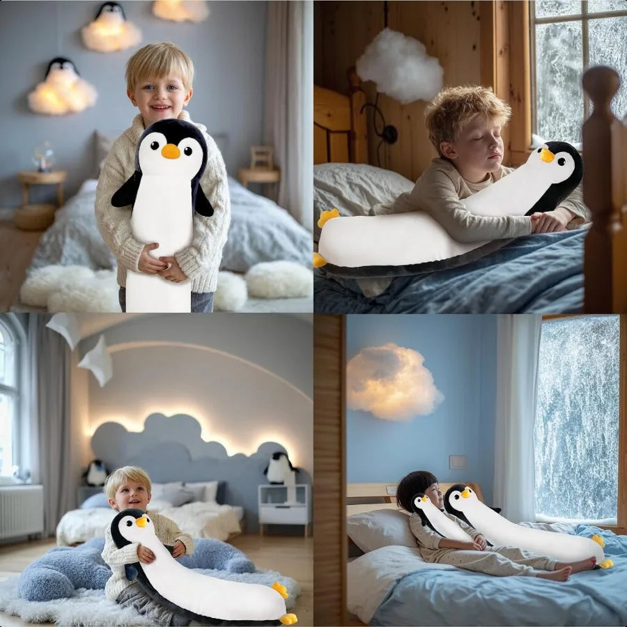 Penguin Plush 19.6 Inch Penguin Stuffed Animal Long Body Pillow Kawaii Penguin Plush Toy Gift for Girls and Boys