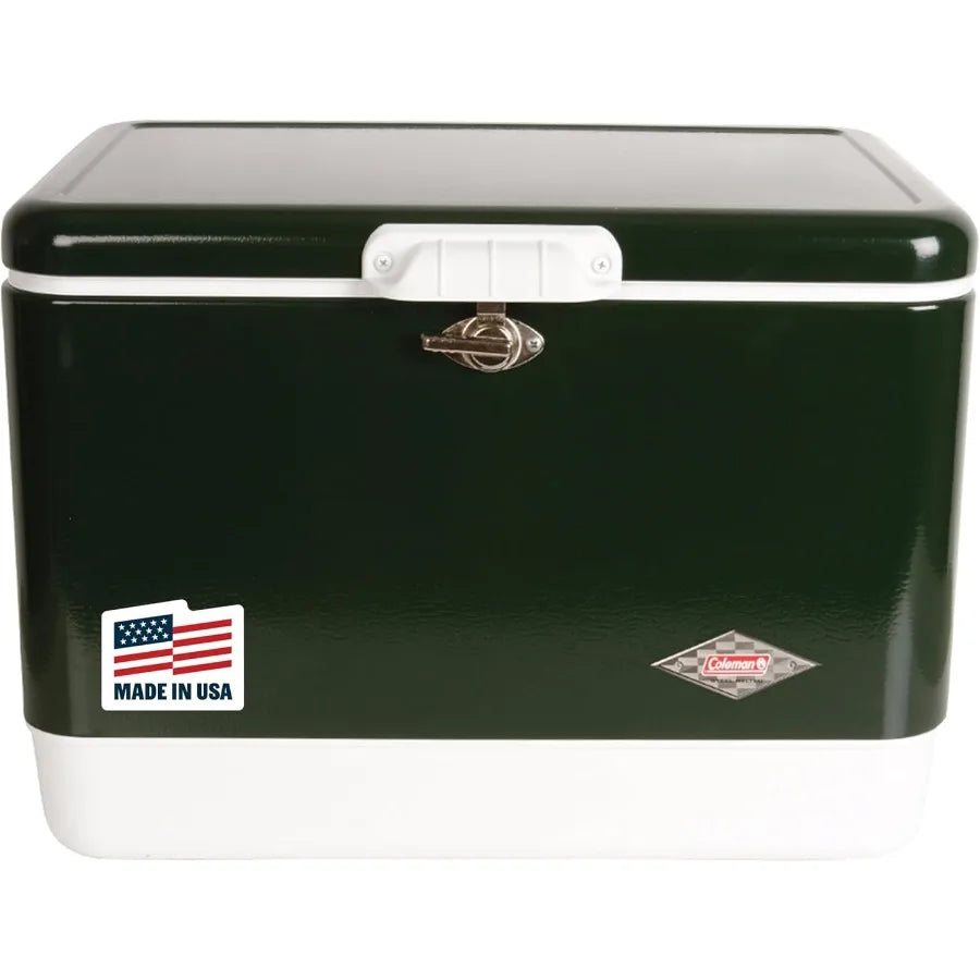 Vintage 54 Quart Steel Belted Cooler With 85 Can Capacity Keeps Ice 4 Days