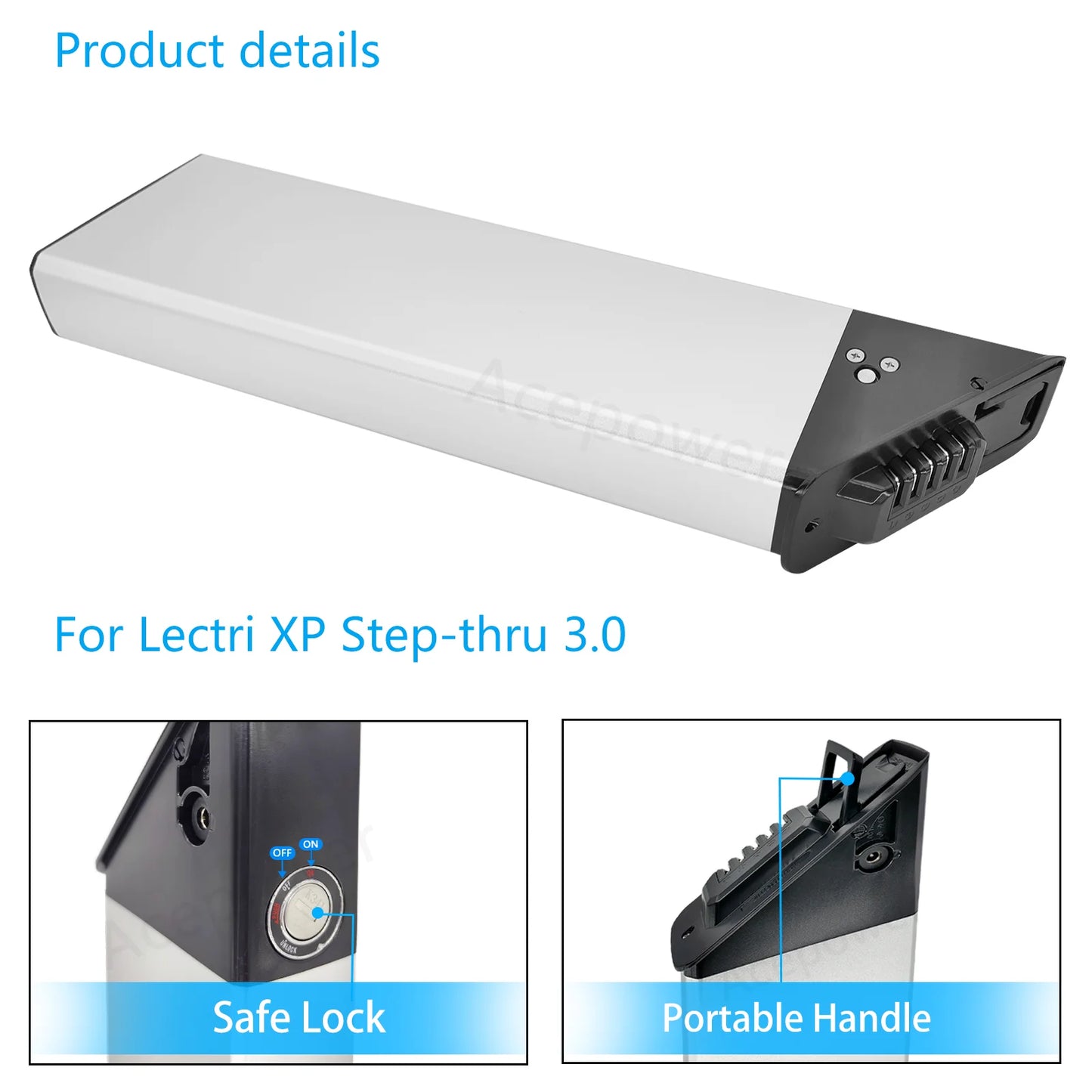 Lectri XP Step Thru Ebike Battery 48V 10.4Ah 12.8Ah 14Ah