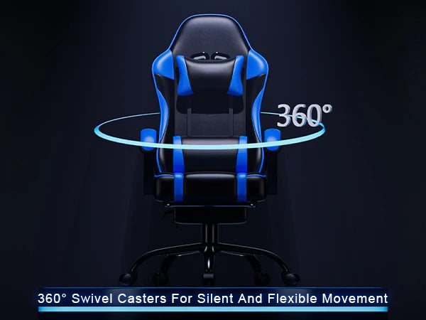 Gaming Chair With Footrest PU Leather Reclining Chair
