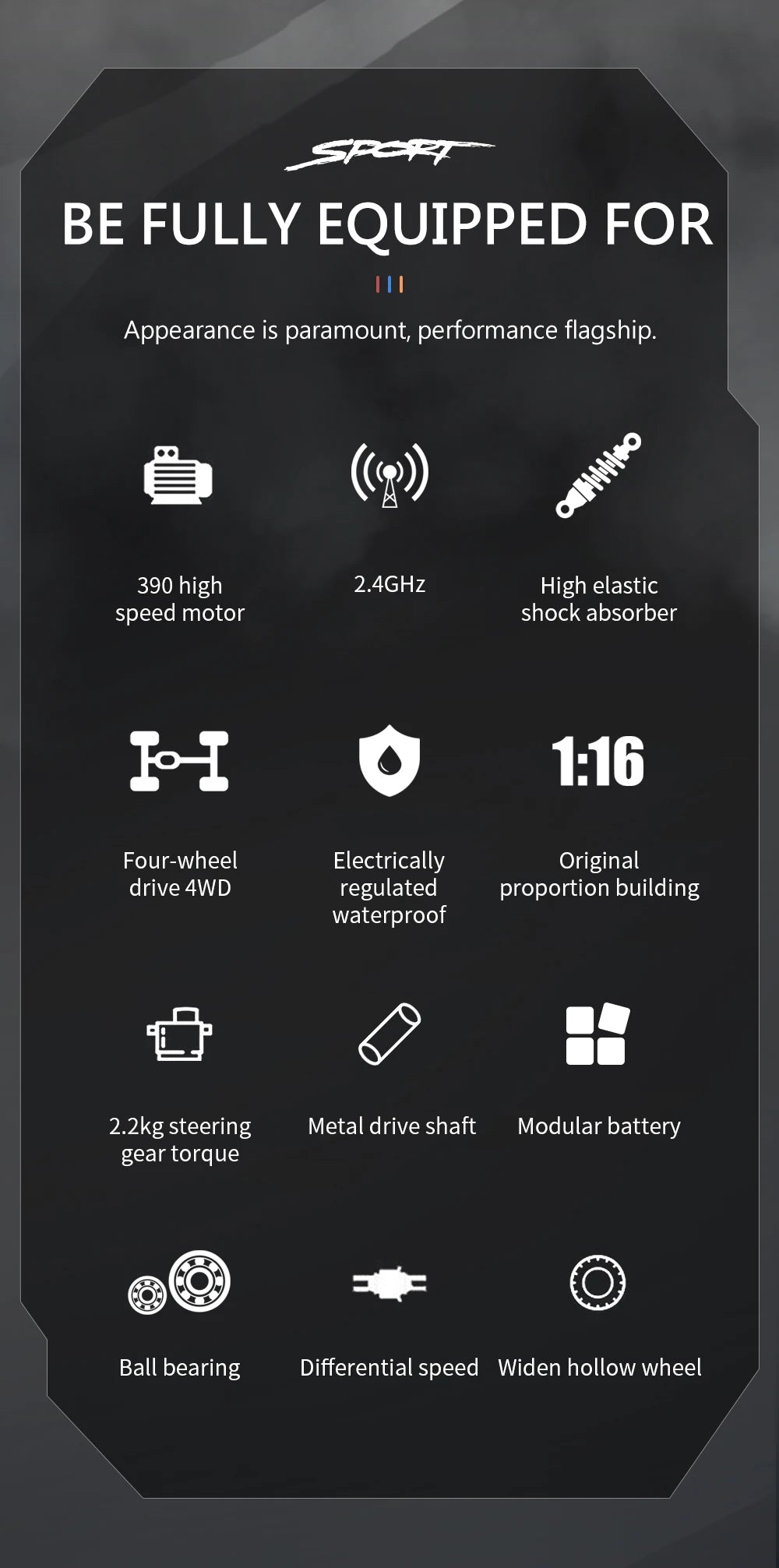 KF15 RC Car 1:16 Scale High Speed 40kmh Off Road Drift 2.4G Remote