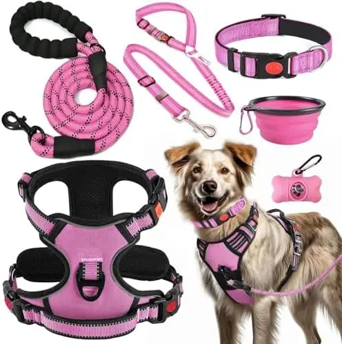 Training Kit For Dogs Lobeve No Pull Harness With Collar And Leash Set