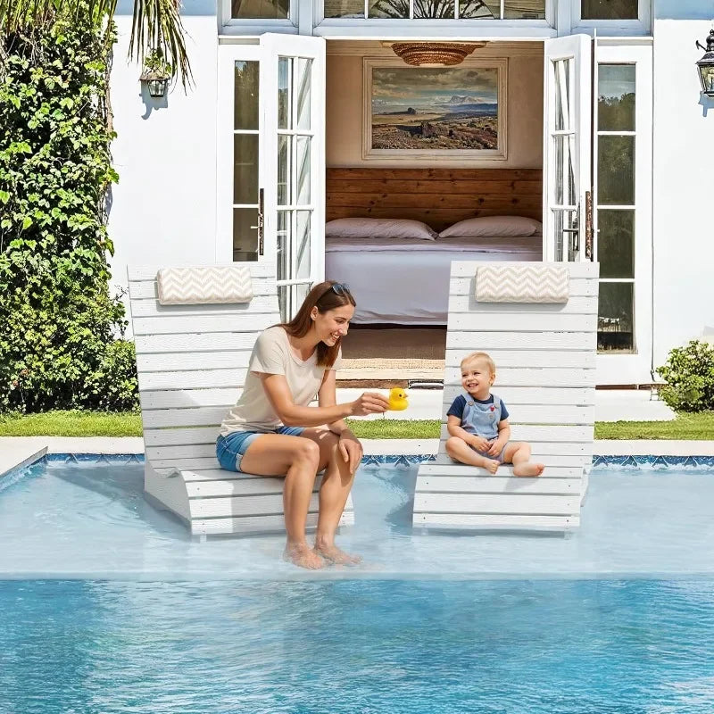 HDPS Pool Lounge Chairs With Headrest For Outdoor Use Up To 10 Inches Water