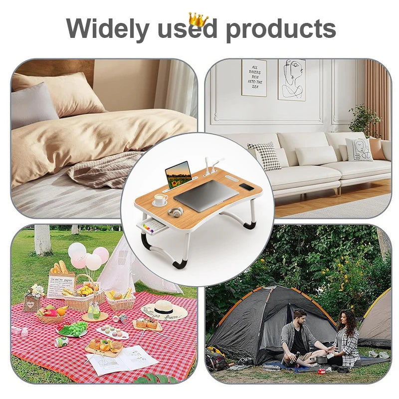 Foldable Portable Laptop Desk With USB Light Cup Holder