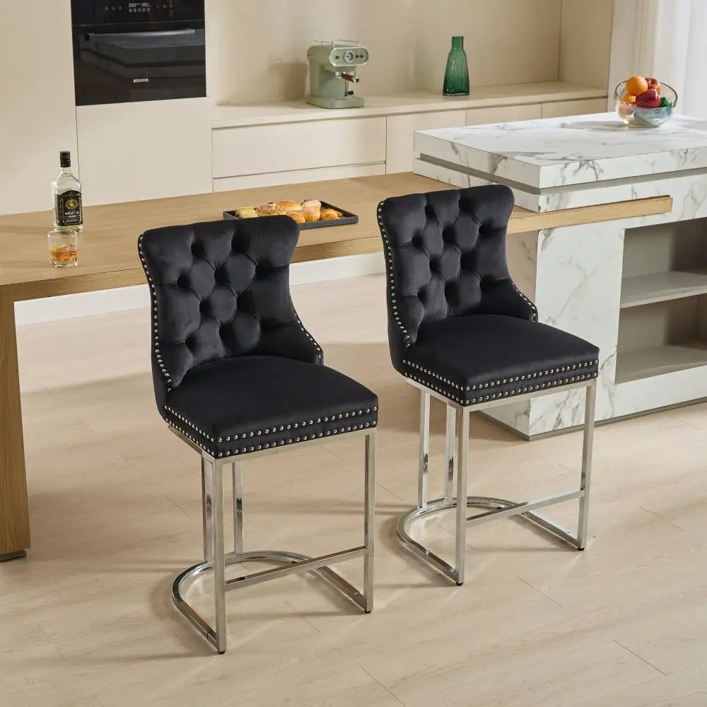 25 Inch Counter Height Velvet Bar Stools Set Of 2 Modern