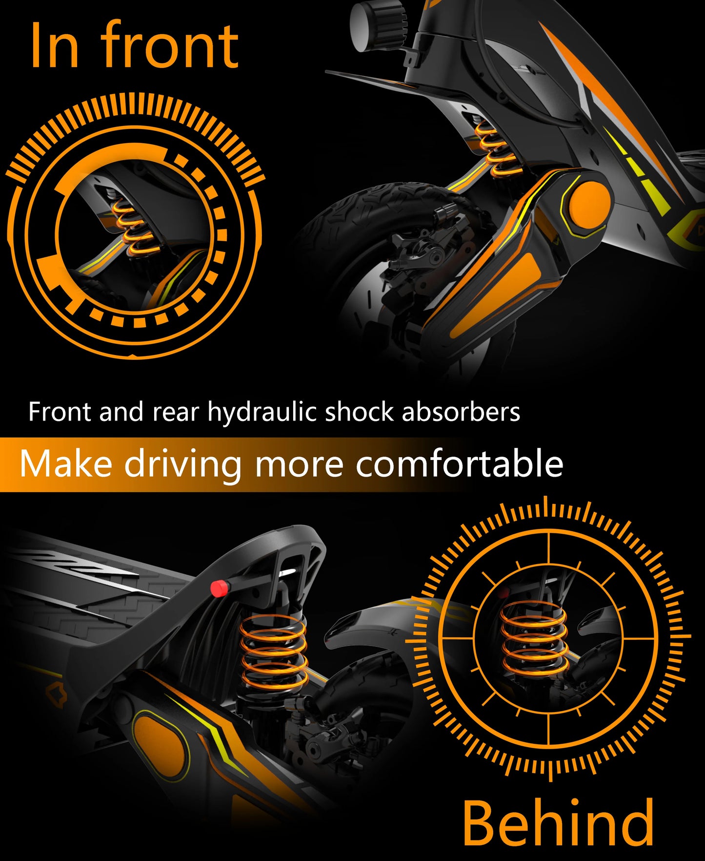 Dual Motor Electric Scooter 60V 4400W Hydraulic Brake Off Road 11 Inch Tires