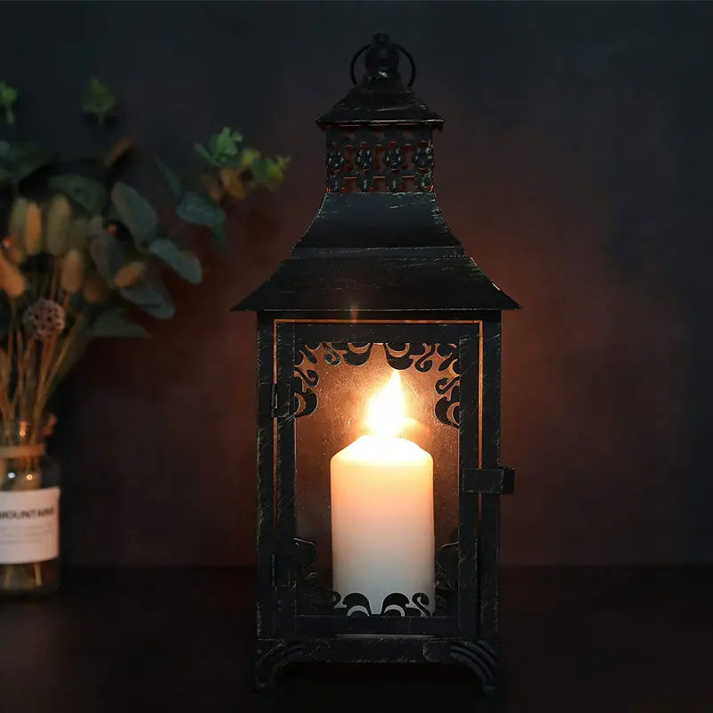 Vintage Metal Candle Holder Hanging Lantern For Outdoor Garden Lighting