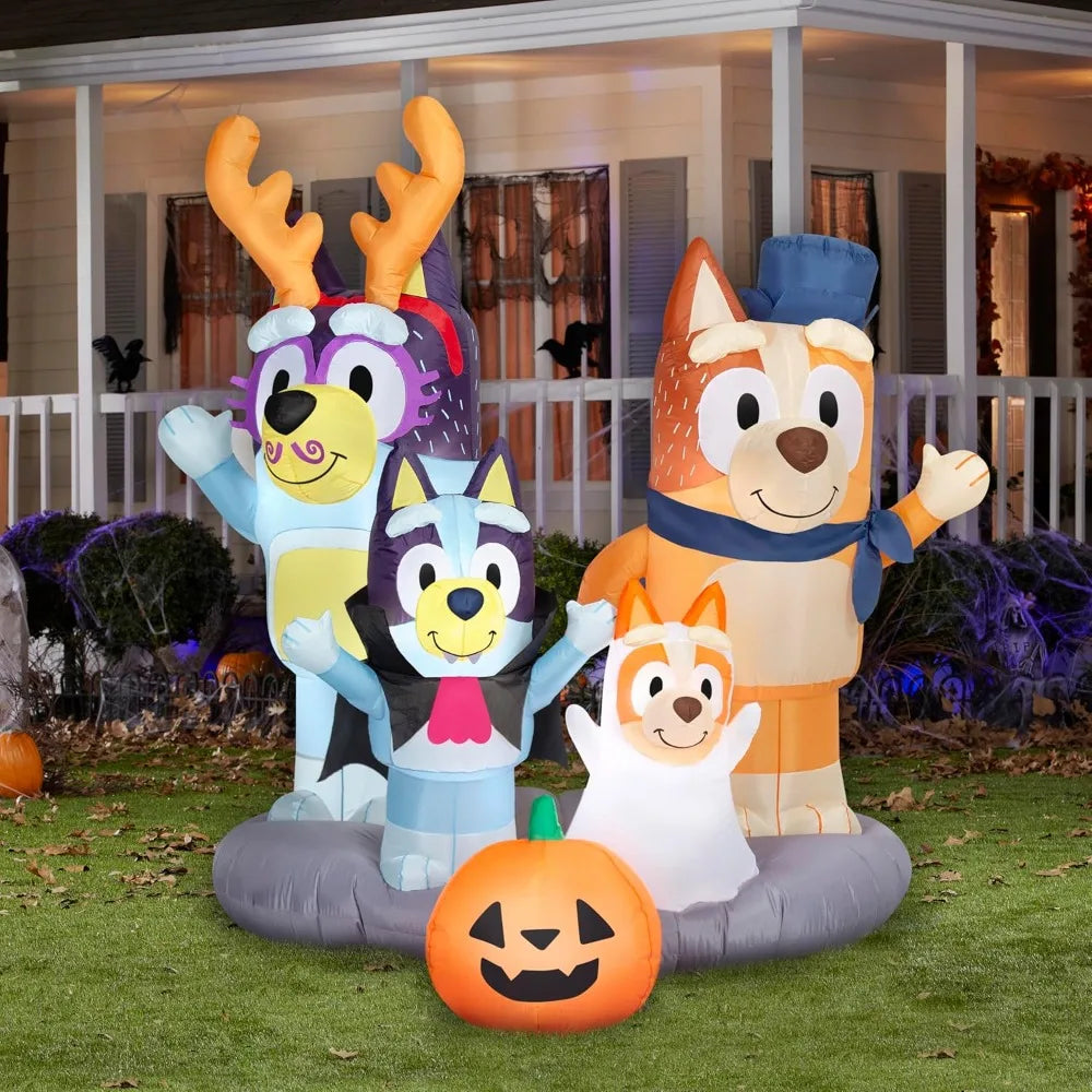 Halloween Inflatable Bluey and Family Scene, 5.5 ft Tall, Multi