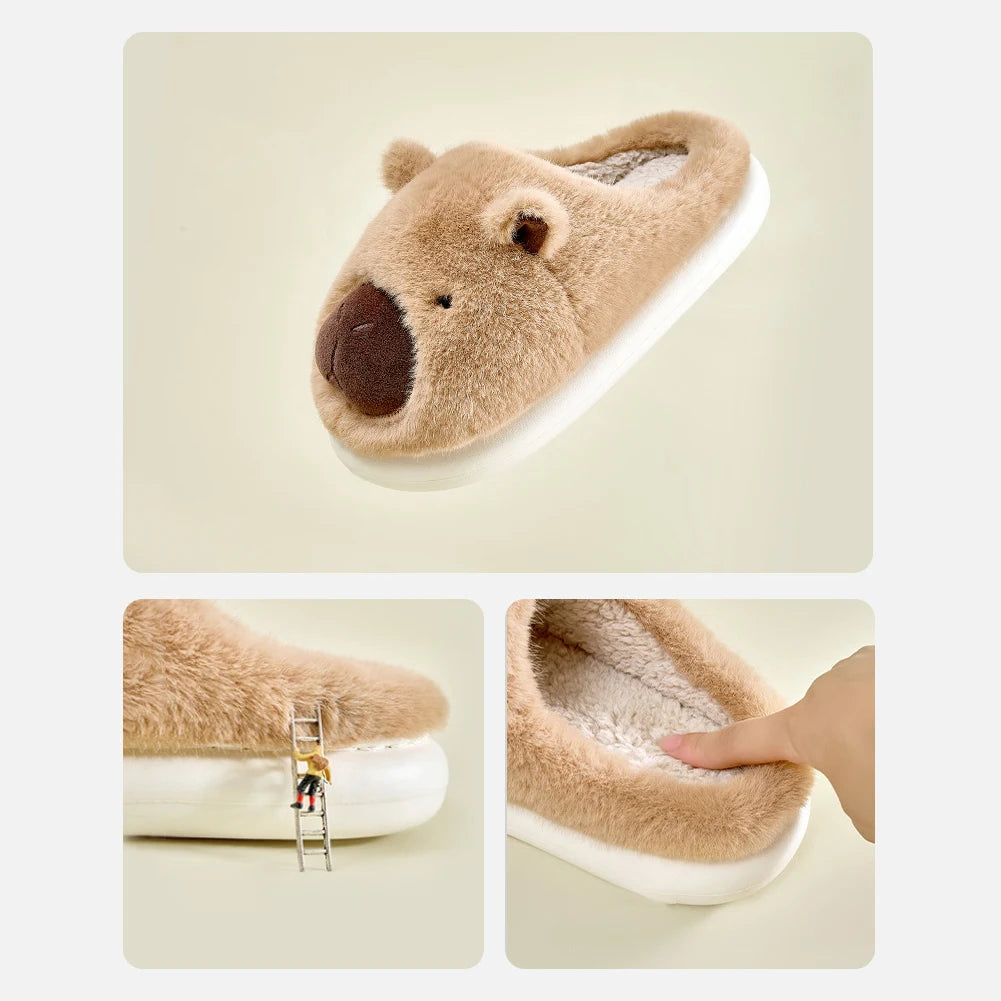 Plush Capybara Slippers Closed Toe Thermal Home Slippers For Men Women Non Slip