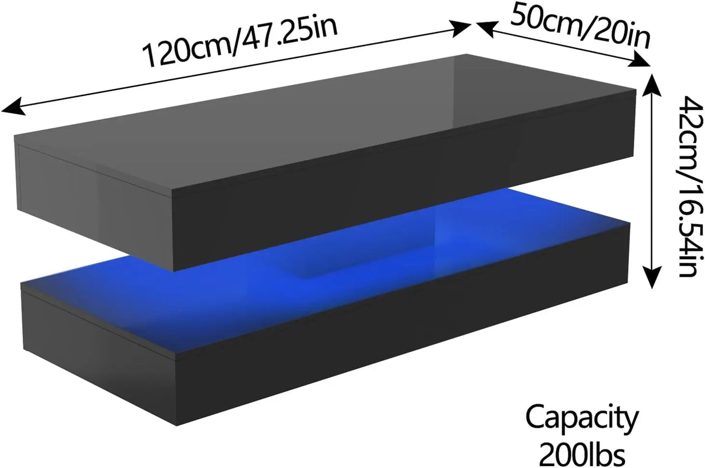 Modern Coffee Table With LED Lights And Storage Drawers
