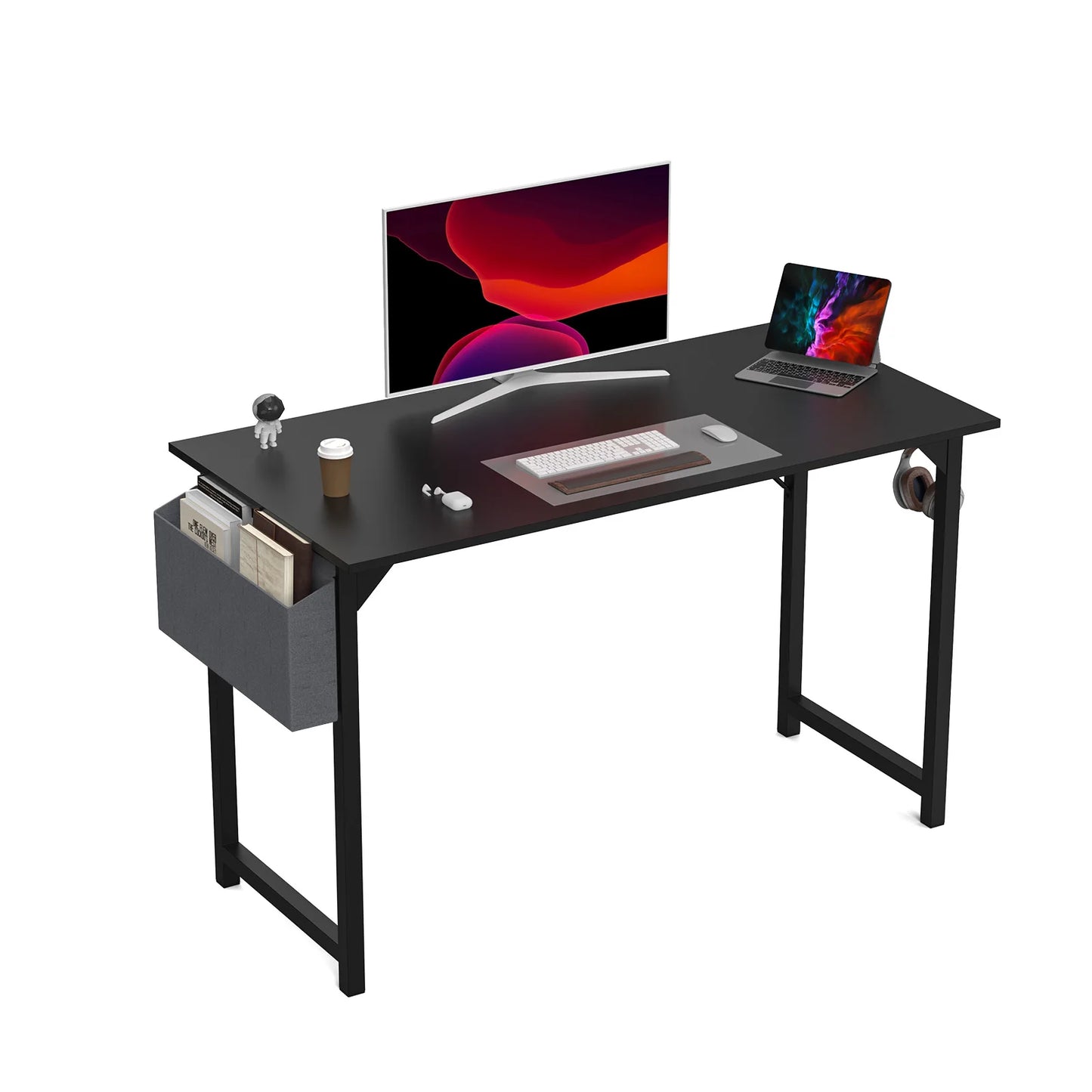 JHK Computer Desk Study Table With Side Bag And Headphone Hook Easy Assembly
