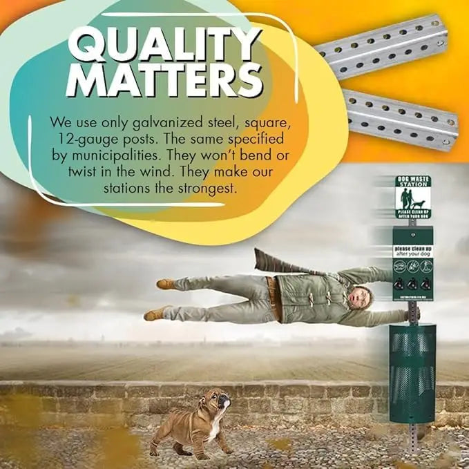 Rustproof Mini Dog Waste Station Galvanized Square Post