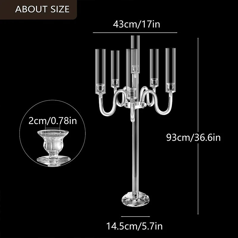 Acrylic Candle Holder Centerpiece 6 Arm LED Wedding Decor