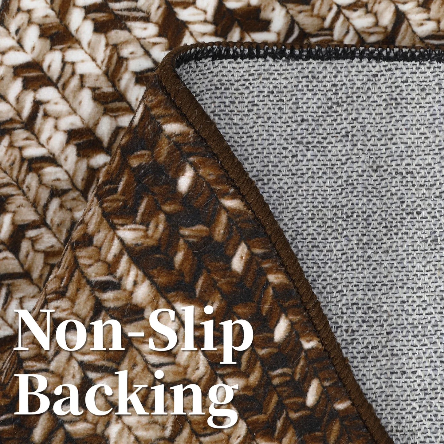 Washable Area Rugs Large Rugs for Living Room Modern Braided Print Non Slip Indoor Floor Covering Accent Carpet for Bedroom