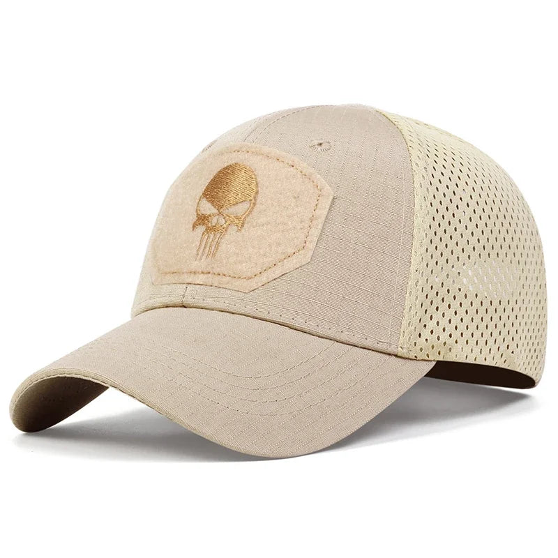 Unisex Skull Embroidery Breathable Baseball Cap Adjustable Sun Protection Hat**