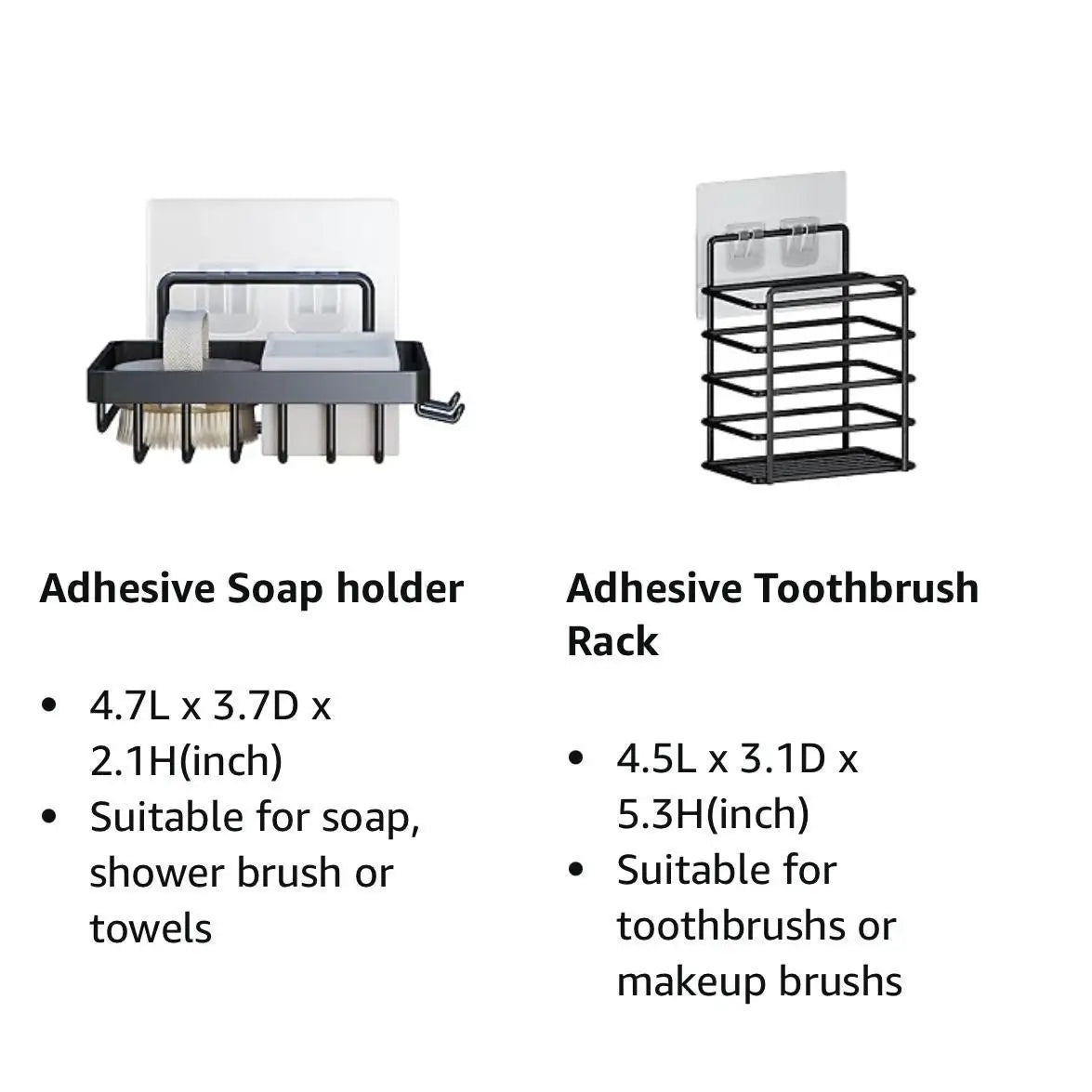 3 To 5 Pack Adhesive Shower Caddy No Drilling Rustproof Stainless Steel Bathroom